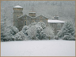 the hall nr betws-y-coed in snowdonia in the snow
